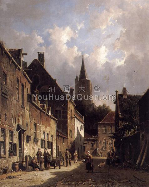 A Dutch Street Scene - 阿德里亚努斯·埃沃森